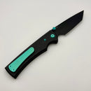 Chaves Knives Liberation 229 w/ Black Aluminum Handles & Green Hardware w/ Black PVD Tanto 154CM - Blue Label