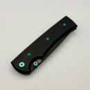Chaves Knives Liberation 229 w/ Black Aluminum Handles & Green Hardware w/ Black PVD Tanto 154CM - Blue Label
