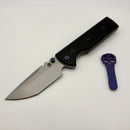Chaves Knives N.T.A.K w/ Black Aluminum Handle & Purple Hardware w/ Stonewash Tanto 154CM - Blue Label