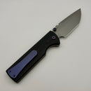 Chaves Knives N.T.A.K w/ Black Aluminum Handle & Purple Hardware w/ Stonewash Tanto 154CM - Blue Label