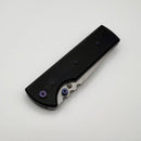 Chaves Knives N.T.A.K w/ Black Aluminum Handle & Purple Hardware w/ Stonewash Tanto 154CM - Blue Label