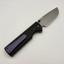 Chaves Knives N.T.A.K w/ Black Aluminum Handle & Purple Hardware w/ Stonewash Drop Point 154CM - Blue Label