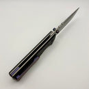 Chaves Knives N.T.A.K w/ Black Aluminum Handle & Purple Hardware w/ Stonewash Drop Point 154CM - Blue Label