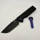 Chaves Knives N.T.A.K w/ Black Aluminum Handle & Purple Hardware w/ Black Drop Point 154CM - Blue Label