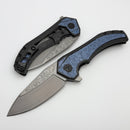 Custom Knife Factory & Mikkel Willumsen Gozer Titanium Handles w/ Blue Crystal Ti Inlays & M398