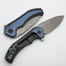Custom Knife Factory & Mikkel Willumsen Gozer Titanium Handles w/ Blue Crystal Ti Inlays & M398