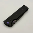Chaves Knives N.T.A.K w/ Black Aluminum Handle & Purple Hardware w/ Black Drop Point 154CM - Blue Label