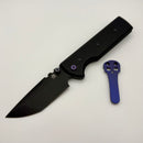 Chaves Knives N.T.A.K w/ Black Aluminum Handle & Purple Hardware w/ Black Tanto 154CM - Blue Label