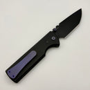 Chaves Knives N.T.A.K w/ Black Aluminum Handle & Purple Hardware w/ Black Tanto 154CM - Blue Label