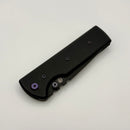Chaves Knives N.T.A.K w/ Black Aluminum Handle & Purple Hardware w/ Black Tanto 154CM - Blue Label