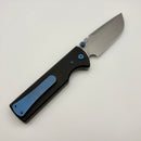 Chaves Knives N.T.A.K w/ Black Aluminum Handle & Blue Hardware w/ Stonewash Drop Point 154CM - Blue Label