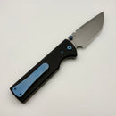 Chaves Knives N.T.A.K w/ Black Aluminum Handle & Blue Hardware w/ Stonewash Tanto 154CM - Blue Label