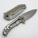 Custom Knife Factory & Mikkel Willumsen Gozer Titanium Handles w/ Golden Crystal Ti Inlays & M398