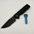 Chaves Knives N.T.A.K w/ Black Aluminum Handle & Blue Hardware w/ Black Tanto 154CM - Blue Label