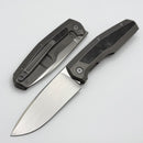 Custom Knife Factory FIF18 Tumbled Titanium Handles w/ Carbon Fiber Inlay & M398