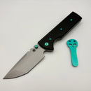 Chaves Knives N.T.A.K w/ Black Aluminum Handle & Green Hardware w/ Stonewash Tanto 154CM - Blue Label