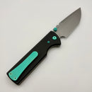 Chaves Knives N.T.A.K w/ Black Aluminum Handle & Green Hardware w/ Stonewash Tanto 154CM - Blue Label