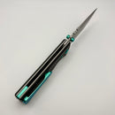 Chaves Knives N.T.A.K w/ Black Aluminum Handle & Green Hardware w/ Stonewash Tanto 154CM - Blue Label