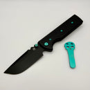 Chaves Knives N.T.A.K w/ Black Aluminum Handle & Green Hardware w/ Black Drop Point 154CM - Blue Label