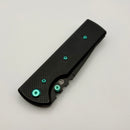 Chaves Knives N.T.A.K w/ Black Aluminum Handle & Green Hardware w/ Black Drop Point 154CM - Blue Label