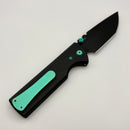 Chaves Knives N.T.A.K w/ Black Aluminum Handle & Green Hardware w/ Black Tanto 154CM - Blue Label