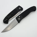 Pro-Tech Brend Auto Black Aluminum Diamond Texture Handle & Stonewash MagnaCut