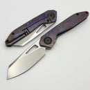 Custom Knife Factory & Keanison Knives Basset w/ Flamed Magic Crystal Titanium Handles & M398