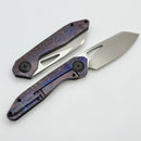 Custom Knife Factory & Keanison Knives Basset w/ Flamed Magic Crystal Titanium Handles & M398