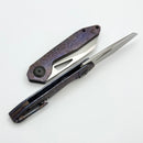 Custom Knife Factory & Keanison Knives Basset w/ Flamed Magic Crystal Titanium Handles & M398