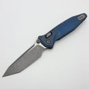 Marfione Select Microtech Socom Ram-Lok Titanium Antique Blue Slab Handles w/ Blue Accents & Tanto Apocalyptic M390MK 161RLS-10APMS1