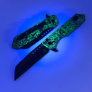 Heretic Knives M/A Jinn Flipper w/ Glow Marble Carbon Fiber Handles & DLC MagnaCut H213-6A-MGCF