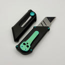 Chaves Knives CHUB Slipper Black Anodized Aluminum Handle w/ Green Titanium Hardware & Stonewash Utility Blade - Blue Label