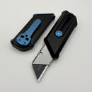 Chaves Knives CHUB Slipper Black Anodized Aluminum Handle w/ Blue Titanium Hardware & Stonewash Utility Blade - Blue Label (Copy)