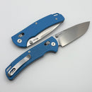Reate Horizon-X Blue Glass Fat Carbon Handle W/ Nitro-X7 Stonewash Drop Point Blade