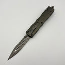 Factory Blem Microtech Dirac D/E Apocalyptic Part Serrated w/ Natural Clear Handles 225-11APNC