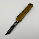 Factory Blem Microtech UTX-70 Gen IV w/ Tan Handle & Black T/E Full Serrated M390MK 11494-3TA