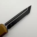 Factory Blem Microtech UTX-70 Gen IV w/ Tan Handle & Black T/E Full Serrated M390MK 11494-3TA