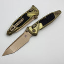 Microtech Socom Ram-Lok w/ Antique Gold Textured Inlaid Titanium Handles & Bronze T/E M390MK 161RL-13MS2