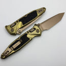 Microtech Socom Ram-Lok w/ Antique Gold Textured Inlaid Titanium Handles & Bronze T/E M390MK 161RL-13MS2