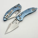 Marfione Select Manual M-Stitch RAM LOK Slab Ice Blue Titanium Handles w/ Blue Accents & Stonewash M390MK 169MRL-10MS6