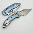 Marfione Select Manual M-Stitch RAM LOK Slab Ice Blue Titanium Handles w/ Blue Accents & Stonewash M390MK 169MRL-10MS6