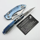 Marfione Select Manual M-Stitch RAM LOK Slab Ice Blue Titanium Handles w/ Blue Accents & Stonewash M390MK 169MRL-10MS6