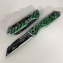 Heretic Knives Auto Jinn w/ GITD Carbon Fiber Handles Black & White CEL Shade MagnaCut H113-CS-BW-CF