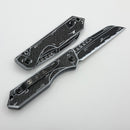 Heretic Knives Auto Jinn w/ GITD Carbon Fiber Handles Black & White CEL Shade MagnaCut H113-CS-BW-CF