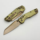 Microtech Marfione Select MSI RAM LOK Mini Fluted Antique Gold w/ Bronze Accent & Plain Edge Bronze M390MK 210M-13FLMS4