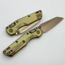 Microtech Marfione Select MSI RAM LOK Mini Fluted Antique Gold w/ Bronze Accent & Plain Edge Bronze M390MK 210M-13FLMS4