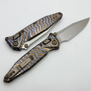 Marfione Select Microtech Socom Ram-Lok Titanium Slab Flamed Handles w/ Bronze Accents & Stonewash M390MK 160RLS-10MS8