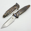 Marfione Select Microtech Socom Ram-Lok Titanium Slab Flamed Handles w/ Bronze Accents & Tanto Stonewash M390MK 161RLS-10MS8