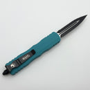 Microtech Dirac Cyan Handle & Black D/E Full Serrated 225-3CN