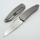 We Knife Tally Polished Bead Blasted Titanium Handle w/ Hand Satin M390 WE23090-2